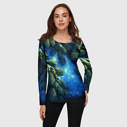 Лонгслив женский Новогодние ветки елки, цвет: 3D-принт — фото 2
