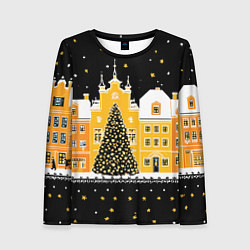 Лонгслив женский Новогодняя ночь в городе, цвет: 3D-принт