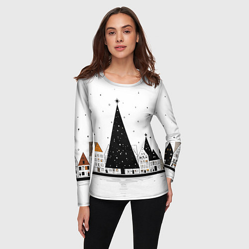 Женский лонгслив Новый год - минимализм / 3D-принт – фото 3