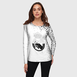 Лонгслив женский Реал Мадрид черно белые краски, цвет: 3D-принт — фото 2