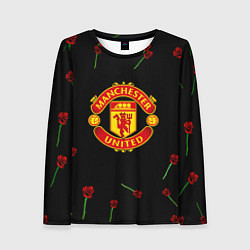 Лонгслив женский Манчестер Юнайтед розы, цвет: 3D-принт