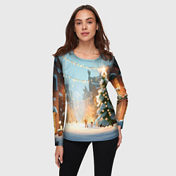 Лонгслив женский Новогодняя елочка, цвет: 3D-принт — фото 2