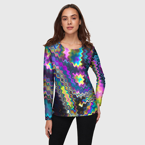 Женский лонгслив Абстракция переливы / 3D-принт – фото 3