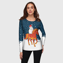 Лонгслив женский Кот Бендер и огненный конь - 2026, цвет: 3D-принт — фото 2