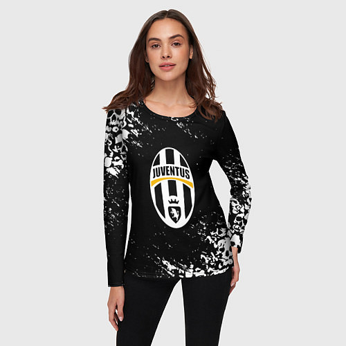Женский лонгслив Ювентус черепа краски / 3D-принт – фото 3