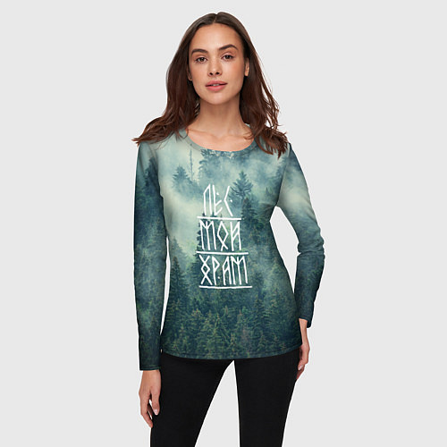 Женский лонгслив Лес мой храм / 3D-принт – фото 3