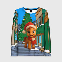 Лонгслив женский Новогодняя лошадка и елка, цвет: 3D-принт