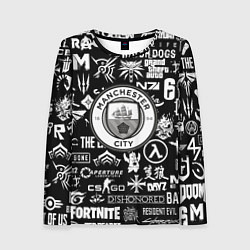 Лонгслив женский Манчестер сити логотипы игр, цвет: 3D-принт