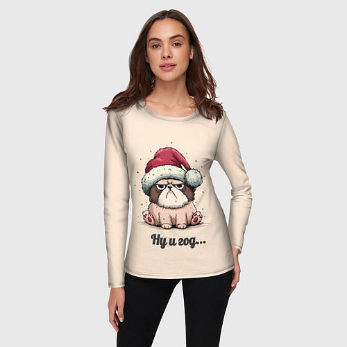 Женский лонгслив Уставший песик - ну и год / 3D-принт – фото 3