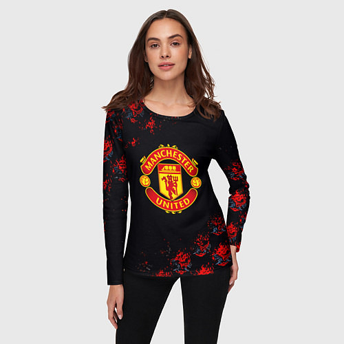 Женский лонгслив Манчестер Юнайтед самураи / 3D-принт – фото 3