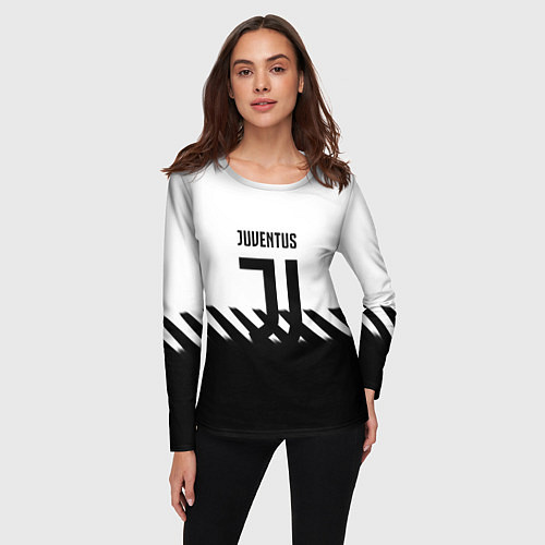 Женский лонгслив Ювентус полосы геометрия линии / 3D-принт – фото 3