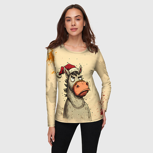 Женский лонгслив Задумчивая лошадь / 3D-принт – фото 3