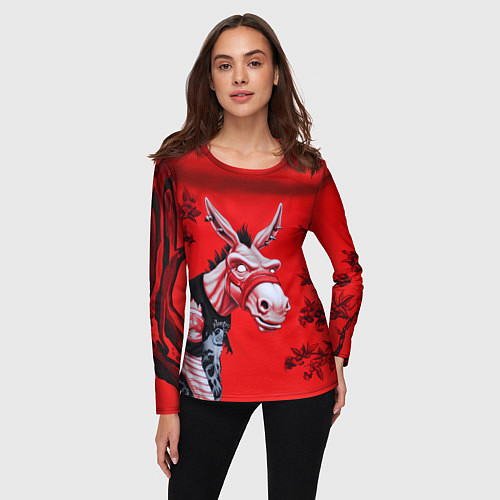 Женский лонгслив Конь панк / 3D-принт – фото 3