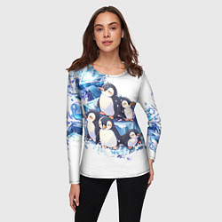 Лонгслив женский Пингвины и лёд, цвет: 3D-принт — фото 2