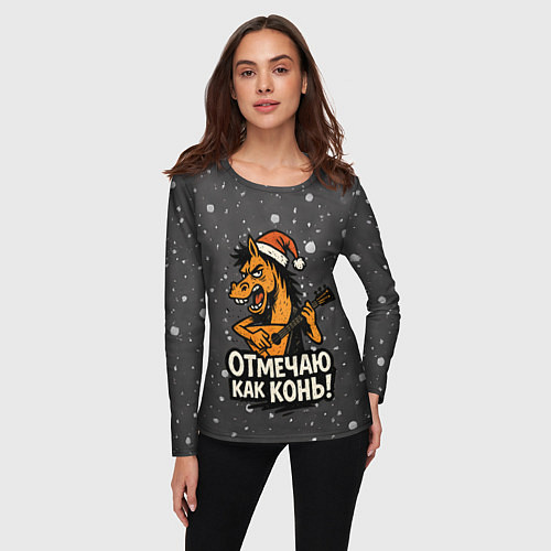 Женский лонгслив Отмечаю как нонь - Новый год / 3D-принт – фото 3