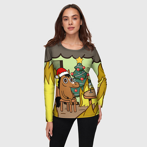 Женский лонгслив Конь среди огня - this is fine / 3D-принт – фото 3