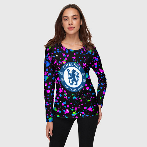 Женский лонгслив Челси неоновые краски / 3D-принт – фото 3