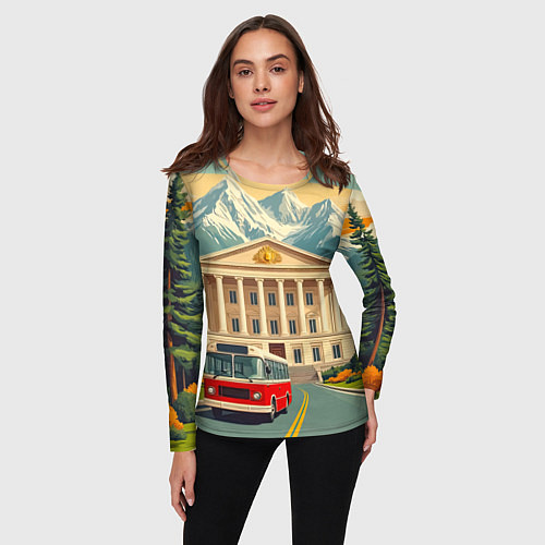 Женский лонгслив Классика у подножия гор / 3D-принт – фото 3