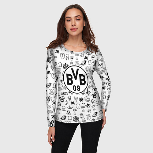 Женский лонгслив Borussia game pattern / 3D-принт – фото 3