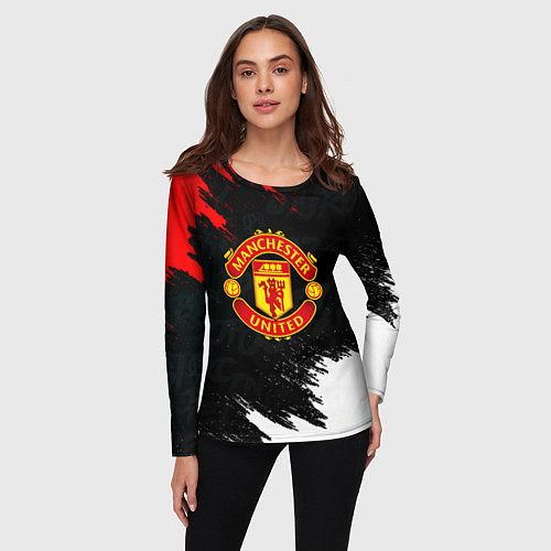 Женский лонгслив Манчестер Юнайтед текстура / 3D-принт – фото 3