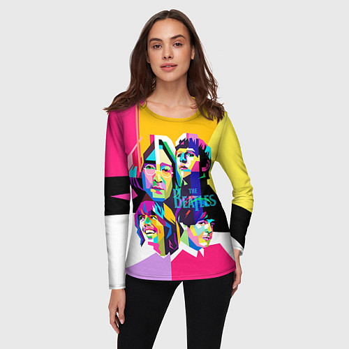 Женский лонгслив The Beatles: Poly-art / 3D-принт – фото 3