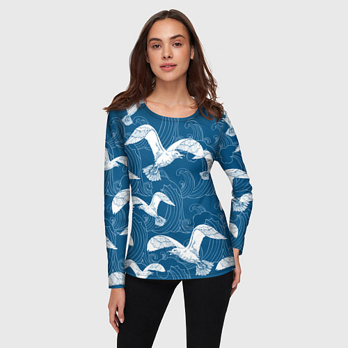 Женский лонгслив Чайки / 3D-принт – фото 3