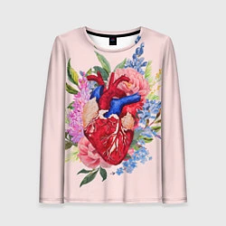Лонгслив женский Цветочное сердце, цвет: 3D-принт