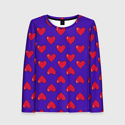 Лонгслив женский Hearts Pattern, цвет: 3D-принт