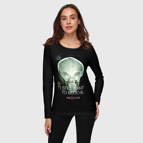 Женский лонгслив X-files: Alien skull / 3D-принт – фото 3