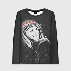Лонгслив женский Гагарин в космосе, цвет: 3D-принт