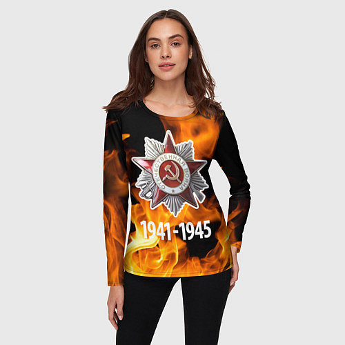 Женский лонгслив Орден ВОВ и огонь / 3D-принт – фото 3