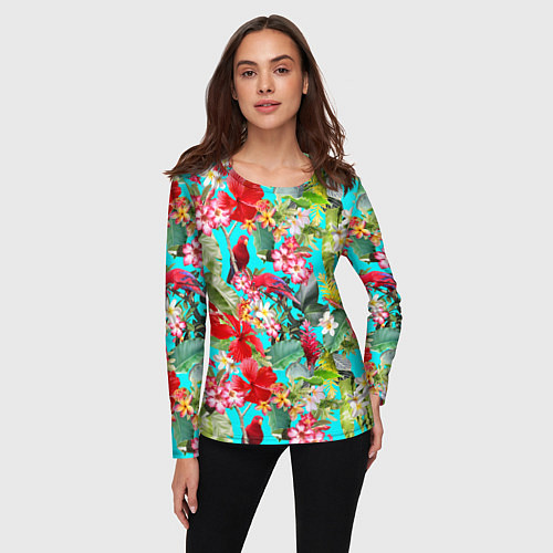 Женский лонгслив Тропический мир / 3D-принт – фото 3