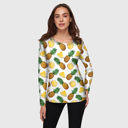 Женский лонгслив Ананасы 6 / 3D-принт – фото 3