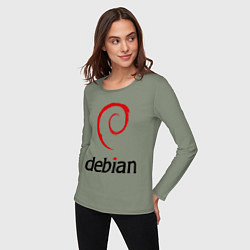 Лонгслив хлопковый женский Debian, цвет: авокадо — фото 2