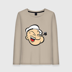 Лонгслив хлопковый женский Popeye Face, цвет: миндальный