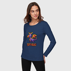 Лонгслив хлопковый женский Spyro: 8 bit, цвет: тёмно-синий — фото 2