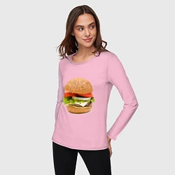 Лонгслив хлопковый женский Гамбургер, цвет: светло-розовый — фото 2
