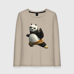 Лонгслив хлопковый женский Кунг фу Панда, цвет: миндальный