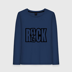 Лонгслив хлопковый женский Rock Logo, цвет: тёмно-синий