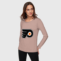 Лонгслив хлопковый женский Philadelphia Flyers, цвет: пыльно-розовый — фото 2