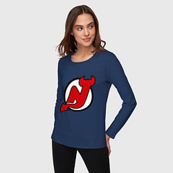 Лонгслив хлопковый женский New Jersey Devils, цвет: тёмно-синий — фото 2