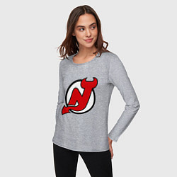 Лонгслив хлопковый женский New Jersey Devils, цвет: меланж — фото 2