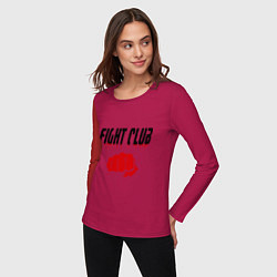 Лонгслив хлопковый женский Fight Club, цвет: маджента — фото 2