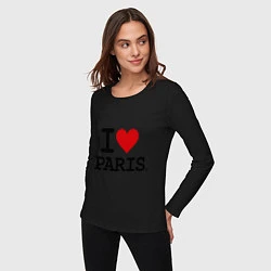 Лонгслив хлопковый женский I love Paris, цвет: черный — фото 2