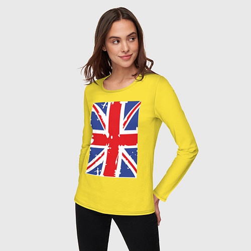 Женский лонгслив Британский флаг / Желтый – фото 3