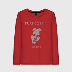 Лонгслив хлопковый женский Kurt Cobain: 1967-1994, цвет: красный