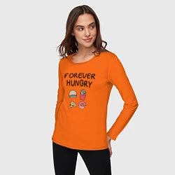 Лонгслив хлопковый женский Forever Hungry, цвет: оранжевый — фото 2