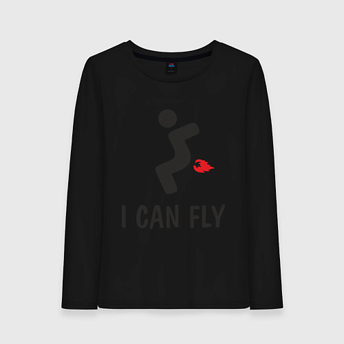 Женский лонгслив I can fly - Я умею летать / Черный – фото 1