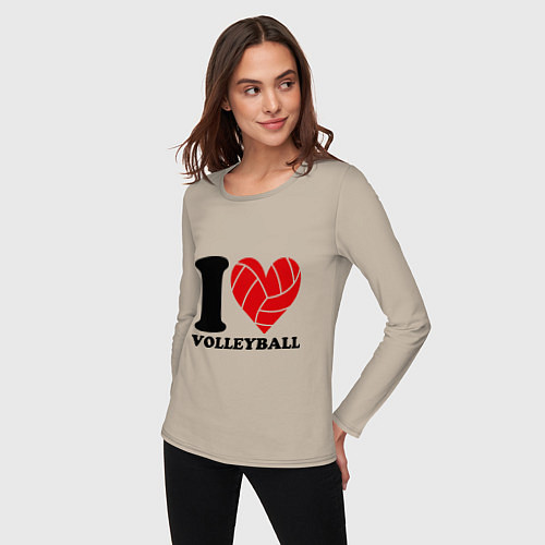 Женский лонгслив I love volleyball - Я люблю волейбол / Миндальный – фото 3