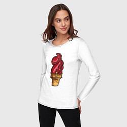 Лонгслив хлопковый женский Мороженко, цвет: белый — фото 2